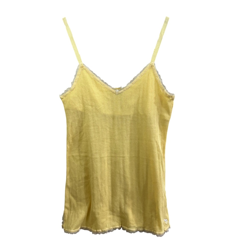 Vintage Y2K Abercrombie & Fitch Cami M Yellow Lace Trim Tank Top